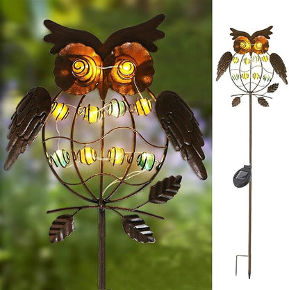 TAKE ME Owl Garden Solar Lights Outdoor, Solar Powered Stake Lights Chrismas Gifts Garden Gifts Mom Wife Grandma - Metal OWL LED Decorative for Walkway,Pathway,Yard,Lawn (Bronze)