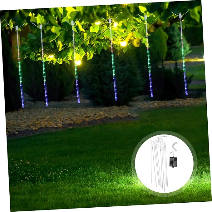 Angoily 1set Solar Shower Lights Tube Led String Lights for Outdoor Decoration for Christmas Weddings and Parties Remote Control