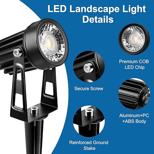 YGS-Tech All-in-One Low Voltage Landscape Lighting Kit, 8-Pack Landscape Lights with Transformer, 3000K 24V LED Landscape Lights with 70FT Wire, Waterproof Outdoor Spotlights for Yard Garden Pathway