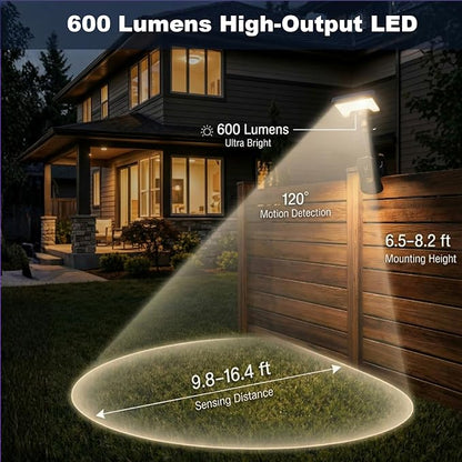 Clip On Solar Lights Outdoor,92 LEDs 600LM Motion Sensor Outdoor Lights,Solar Powered Fence Lights,IP65 Waterproof Security Lights forr Fence, Gutter, Deck and Camping. (Clip Mount 2 Pack)