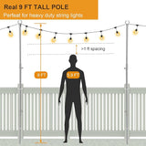 2 Pack 9 FT Heavy Duty String Light Poles,for Fence,Wood Deck Railing | Lumora