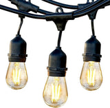 Brightech Bundle: Waterproof LED Outdoor String Lights Hanging, Dimmable 2W Vintage Edison Bulbs - 48 Ft + String | Lumora