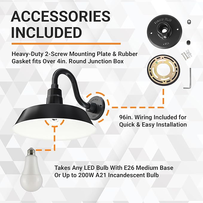14in. Satin Black Outdoor Gooseneck Barn Light Fixture With 10in. Long Extension Arm - Wall Sconce Farmhouse | Lumora