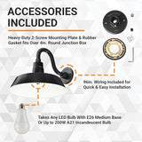 14in. Satin Black Outdoor Gooseneck Barn Light Fixture With 10in. Long Extension Arm - Wall Sconce Farmhouse | Lumora