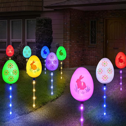 Upgraded 8-Pack Solar Easter Egg Stake Lights for Easter Decorations, Outdoor Waterproof Solar Easter Yard Stake Lighted Egg Lights for Garden Patio Yard Pathway Lawn Decor (Big Egg)