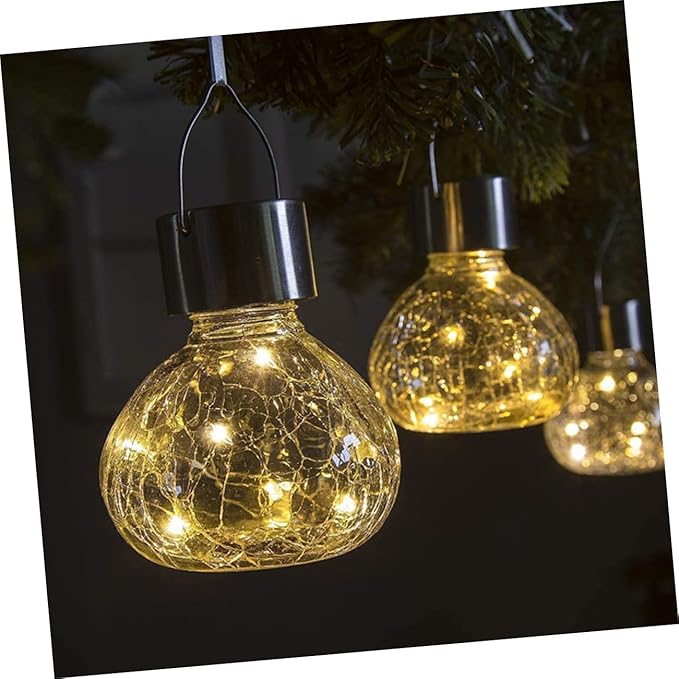 POPETPOP Solar Garden Lights Cracked Texture Glass LED Solar Pathway Lights Unique Outdoor Decorative Lighting for Patio and Landscape Warm Glow