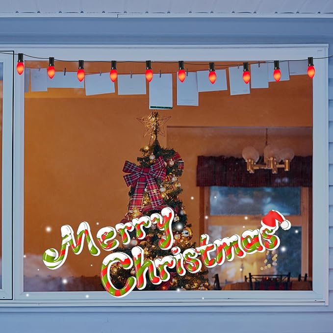 25Ft C7 Red Christmas Lights, C7 Vintage Christmas String Lights with 27 Red Ceramic Bulbs,Roofline Light String | Lumora
