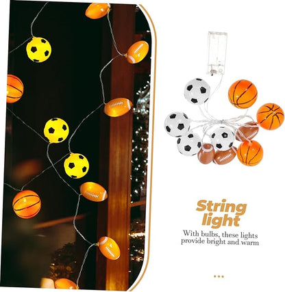 Zerodeko Sports Ball String Lights LED Sports Decoration for Parties Camping Indoor Decor Battery Operated with Warm Bulbs for Football Basketball More