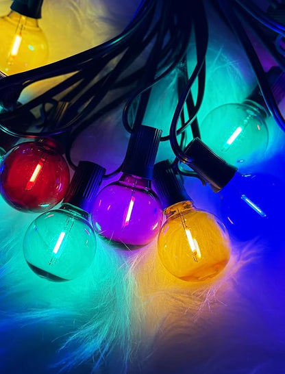 25Ft LED Christmas Outdoor String Lights, G40 Globe Lights with 27 0.6W Clear Multicolor Bulbs, Vintage Christmas Lights for Holiday Party Backyard Wedding Garden Patio Porch Decor, Green Wire