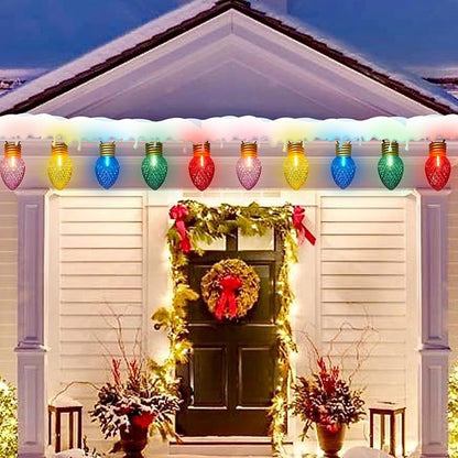 SUNSGNE Jumbo Christmas Hanging String Lights 16FT Large Xmas Lights with 10 Count 5'' LED Giant Multicolor Bulbs, C7 Big Bulb Vintage Christmas Light for Indoor Outdoor Roof Yard Decor, Green Wire