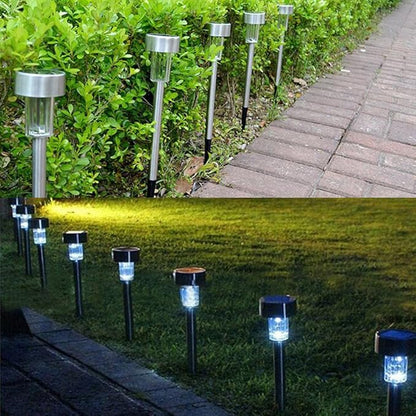 JKLcom Solar Lights 10 Pack,Outdoor Path Light Stainless Steel Solar Powered Lights Outdoor Garden Light for Lawn,Patio,Yard,Walkway,Driveway (White)