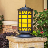 LaseVe Lights Outdoor Vintage Light Luxury Yellow Acrylic Column Lights Outdoor Waterproof Metal Iron Post Lights | Lumora