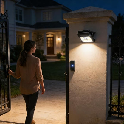 Solar Fence Lamp - Compact LED Outdoor Light with Motion Detection for Pathways | Weatherproof Fixture with Adjustable Modes & Energy Saving Design for Terrace Driveway Courtyard Garage Cabin