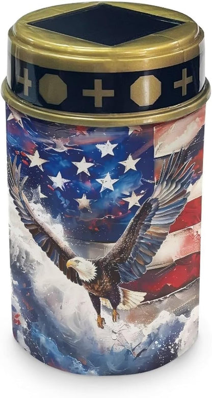 Eagle Flag Solar Lights for Outside Waterproof Cemetery Solar Lights for Grave Dad Outdoor Lighting