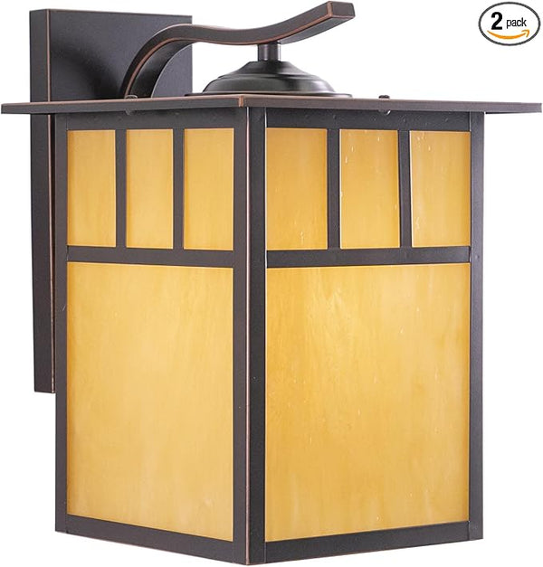 VAXCEL 2-Pack Mission 12.5 in. H 1-Light Burnished Bronze Mission Outdoor Wall Sconce Made of Durable Steel, Honey | Lumora