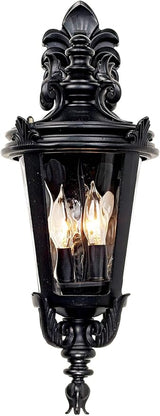 John Timberland Casa Marseille European Outdoor Wall Light Fixture Textured Black French 21 3/4" Clear Hammered | Lumora