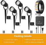 6W Low Voltage Landscape Lighting Kit, Landscape Lights with Transformer 33FT UL-Listed Wire & Connectors, 3000K | Lumora