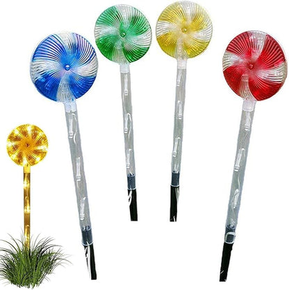 Solar Garden Lights Candy Cane Lights, 4 Cute Christmas Lollipop Pathway Lights with Stakes, Waterproof Outdoor Solar Pathway Lights for Christmas Decoration, Yard, Yard, Lawn (Color : Color)