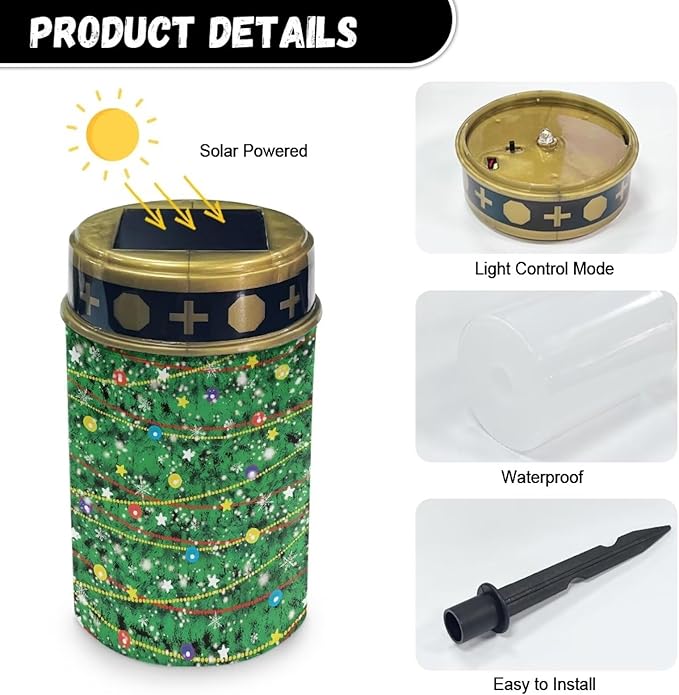 Christmas Solar Garden Light Waterproof Solar Light Outdoor Christmas Tree Print Solar Landscape Path Light LED | Lumora