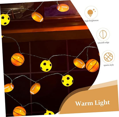 PRETYZOOM LED Sports Ball String Lights Decorative Light String for Home Patio Wedding for Sports Themed Atmosphere Battery Operated with Balls