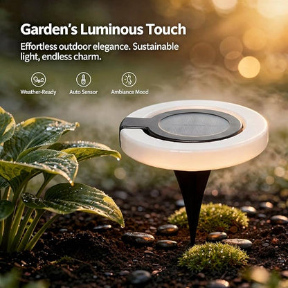2 Pcs Waterproof Led Ground Lighting, Outdoor Solar Pathway Lights 5.9 X 5.51 in, Dusk to Landscape Lighting, Aa/300 Mah Battery, for Patio Yard Garden Stair Balcony