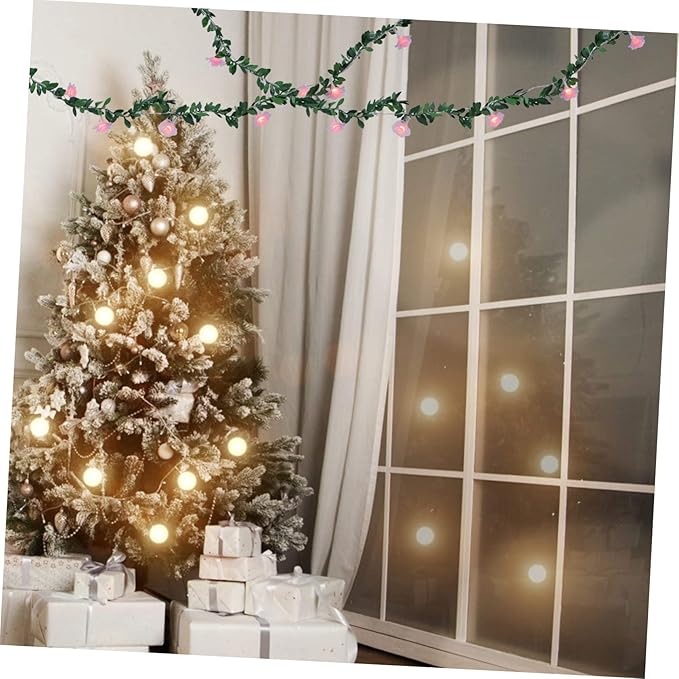 DOITOOL 5pcs Simulated Floral Wreath Light Led String Light Lovely Outdoor Decor for Christmas Festival for Use