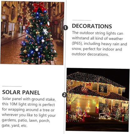 Lurrose 2sets Led Bead Solar Powered Outdoor String Lights Garden Xmas Tree Decorative Lamps Led Outdoor Lights for Party Decor Rating