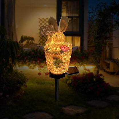 Solar Garden Bunny Lights Outdoor, Waterproof Solar Decorative Lights Outdoor Rabbit Bunny Statue Solars Garden Decorations Outside Solars Light for Yard Lawn Pathway Patio (You are Loved)