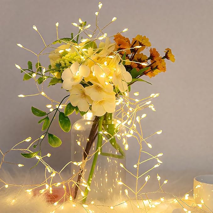 100FT Firecracker String Lights 1000 LED Warm White Plug in Indoor Silver Wire Cluster - Decorative Outdoor Light | Lumora