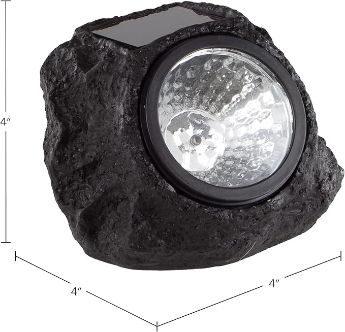 Pure Garden LED Solar Rock Lights, Brown, Set of 4 - Outdoor Path Light | Lumora