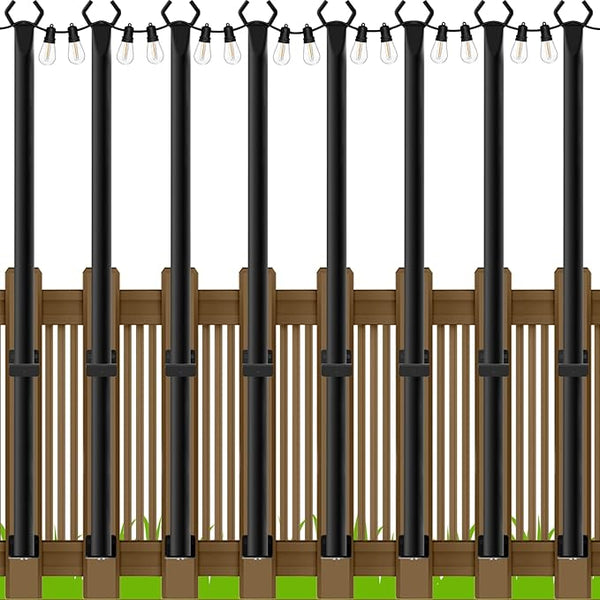 LETIANPAI 8 Pack String Light Poles,5 Ft Metal Poles with Fence Bracket for Outdoor String Lights,Outdoor Light | Lumora