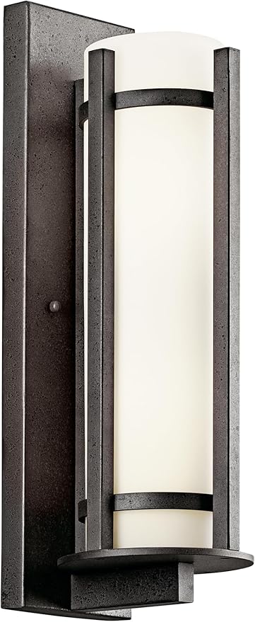 Kichler Camden 26" 3 Light Outdoor Wall Light with Opal Etched Glass in Anvil Iron | Lumora