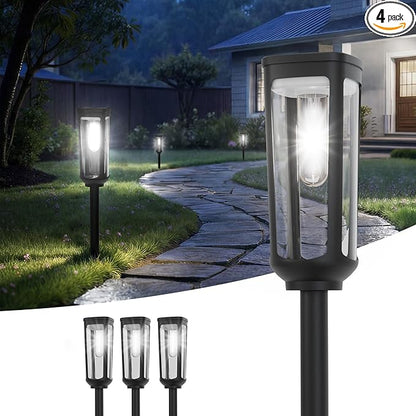 Solar Pathway Lights Outdoor,4 Pack Cool Garden Lights Solar Powered Waterproof IP65,Auto On/Off Outdoor Light for Lawn Patio Walkway Driveway Decor Landscape Lighting