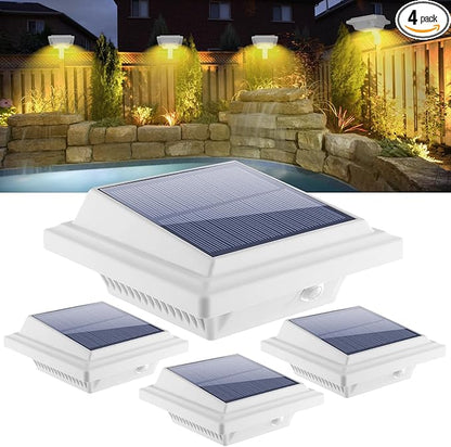 KEENZO Outdoor Solar Lights - Gutter Lights 4pcs, Solar-Powered LED Wall/Fence/Step/Deck Lights with 25 Warm White LED, Outdoor Waterproof Lighting for Garden, Patio, Backyard, Pathway and Eaves Wall