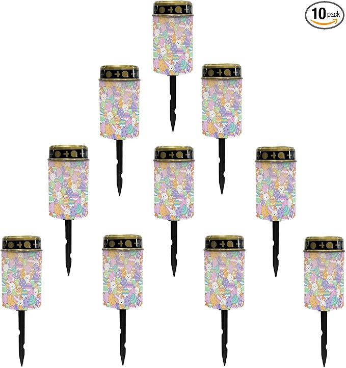 Cemtery Lights Outdoor Grave Decoration Lantern Easter Egg and Rabbit Solar Garden Stake Lights Flameless Warm White Lights for Grave Cemetery Solar Lights Outdoor Waterproof Stoplights