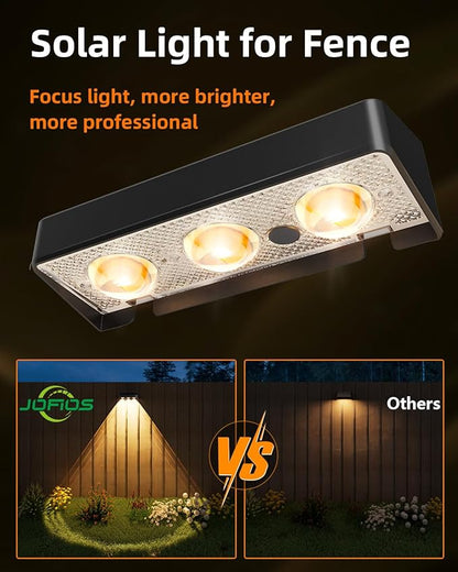 Solar Fence Lights 12 Pack, Warm White, Cool White and RGB Color Glow LED Solar Light, IP65 Waterproof Fence Lights Solar Powered for Patio, Backyard, Railing, Deck and Wall