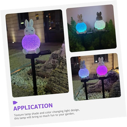 Led Rabbit Garden Decor Solar Pathway Lights Landscape Lighting Driveway Lights Changing Outdoor Lamp