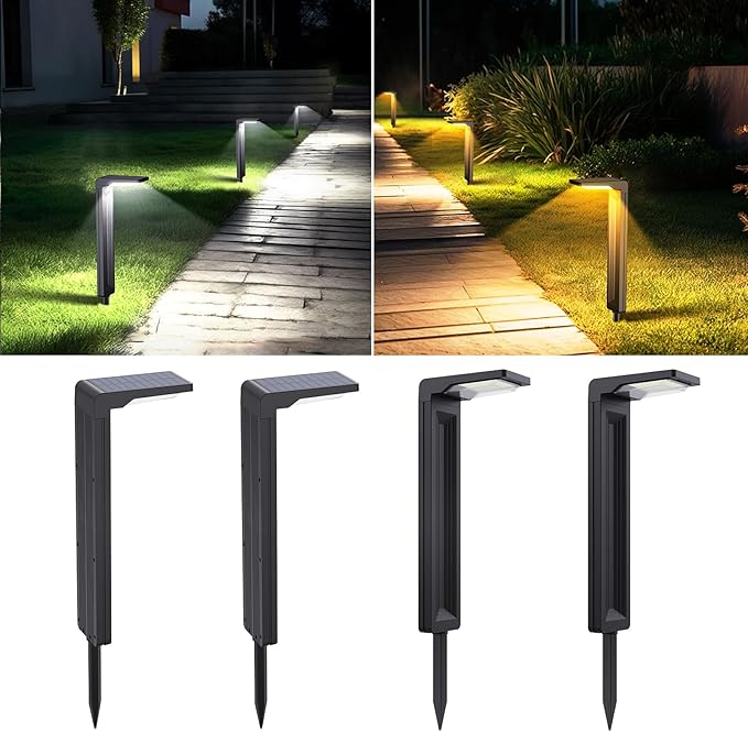 Sunvivo 2 Pack Motion Solar Lights Outdoor and 4 Pack Solar Pathway Lights Bundle