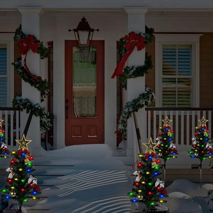 4 Pack Solar Christmas Decorations Tree Lights, Upgraded Outdoor Solar Stake Decorative Lights Xmas Tree W/20 LED-RGB Lights, IP65 Waterproof, Dual Lighting Modes,for Garden Pathway Lawn Patio