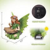 Afirst Solar Garden Fairy Statue, Green Fairy Solar Light Outdoor Resin Statues Figurine Light, Angel Reading Book | Lumora