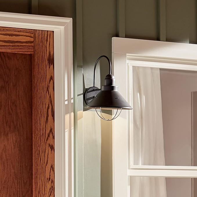 Kichler 9023BK, Seaside Aluminum Outdoor Wall Sconce Lighting, 60 Watts, Black (Painted),14.25" Height | Lumora