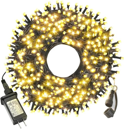 realization Christmas Lights Outdoor, 105FT 300 LED String Lights Indoor with 8 Modes, End-to-End Plug, UL Certified, Waterproof Fairy Lights for Xmas Tree Decorations Garden Party (Warm White)