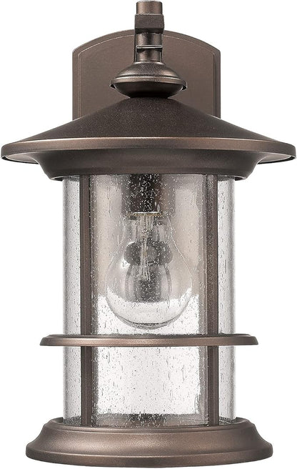 MICSIU 12.5-Inch Large Outdoor Wall Light, Oil Rubbed Bronze Exterior Sconce with Clear Seedy Glass, Anti-Rust Farmhouse Porch Light for Front Door, Garage, 1-Pack (Max 100W)