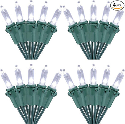 Brizled 4 Pack LED Christmas Lights, 33ft 100 LED Christmas String Lights, 120V UL Certified Connectable Xmas Tree Light Mini White Xmas Light for Home Tree Patio Indoor Outdoor Decoration, Cool White