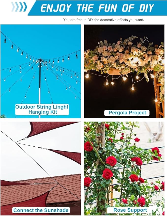 400 Ft String Light Hanging Kit, Garden Wire Rope Kit Coated Stainless Steel Wire - Outdoor Lighting Accessory | Lumora