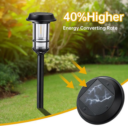 8 Pack Bright Solar Pathway Lights, LED Solar Powered Garden Lights Outdoor Waterproof IP65, Landscape Lighting for Path Walkway, No Wiring, Easy to Install, Auto On/Off 2700K Warm White