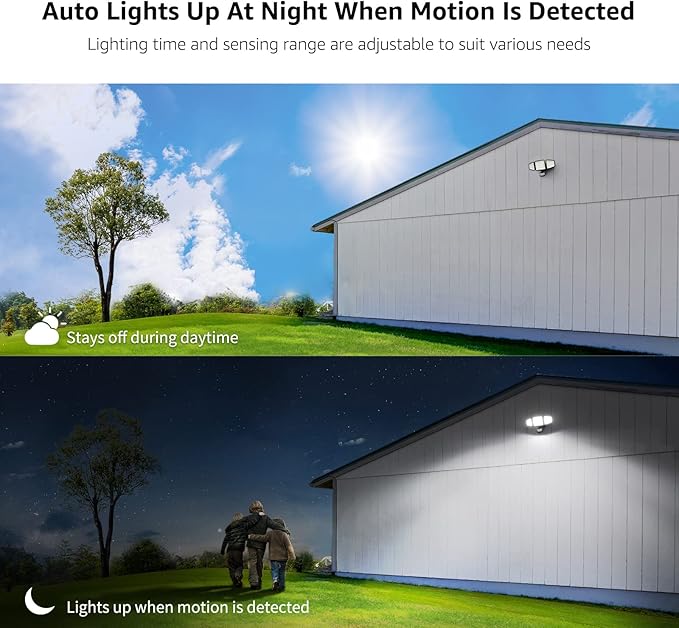 Lepro Bundle - Black LED Security Light 3 Adjustable Heads & 50 ft Outdoor String Lights 25 LED G40 Edison Bulbs | Lumora