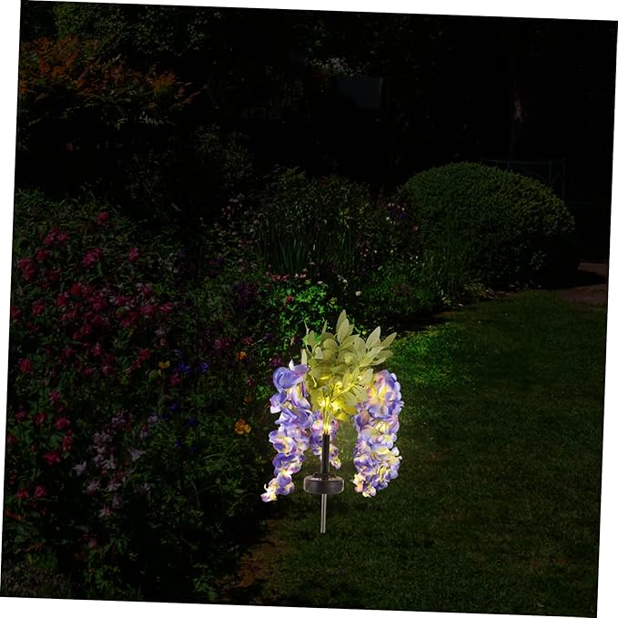 Mipcase Solar Pathway Lights Led Garden Landscape Lamp Easy to Install Solar Flower Design for Outdoor Decoration Parks Courtyards and Gardens