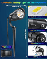 HIBOITEC RGBW Low Voltage Landscape Lighting 12W with Remote Connectors Spotlights Landscape Lights 12-24V AC/DC | Lumora