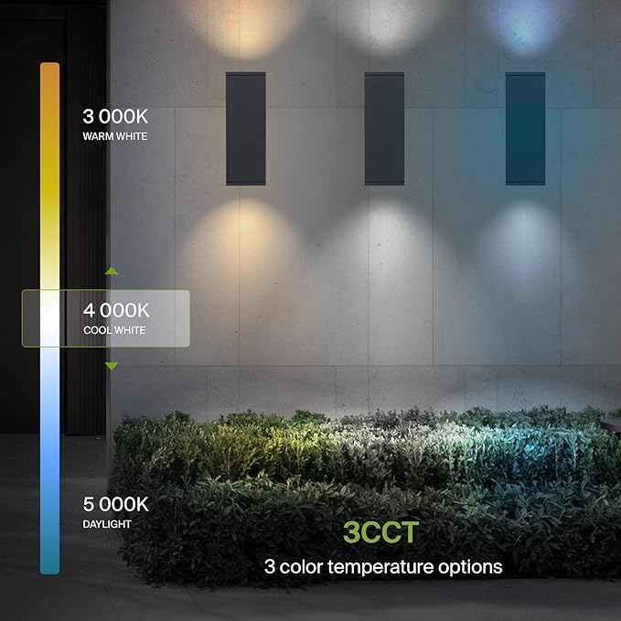 ASD 2 Light Square Dusk to Dawn LED Outdoor Wall Light Fixture | 18W 1900LM 3000K-5000K 120V Cylinder Up Down Lights | Exterior Wall Sconce | Front Door, Porch, Patio | Black, ETL